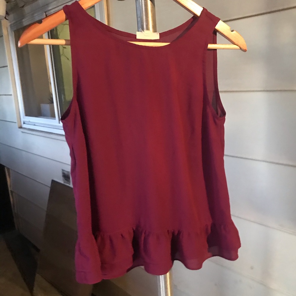 DARK PINK Ruffle Top